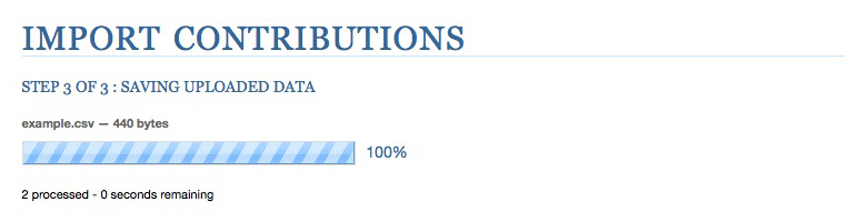 The Import Contributions screen, step 3